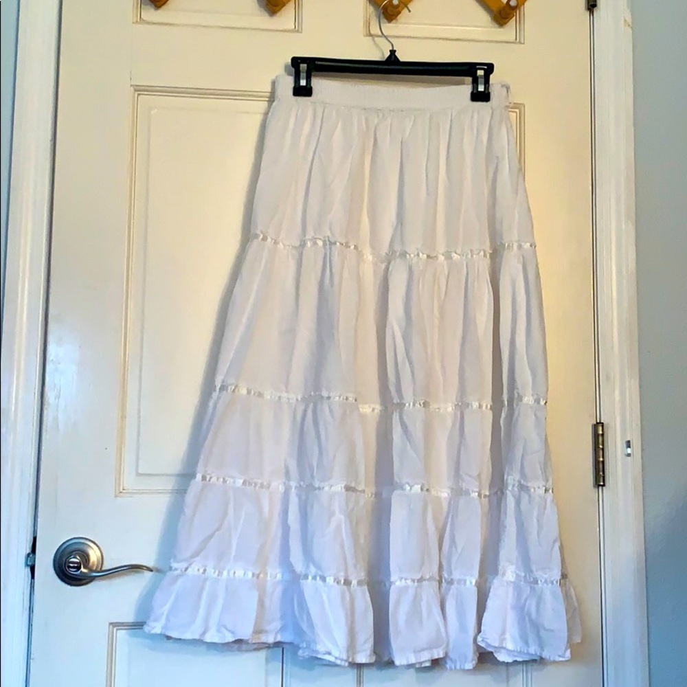 Long White Tiered Skirt